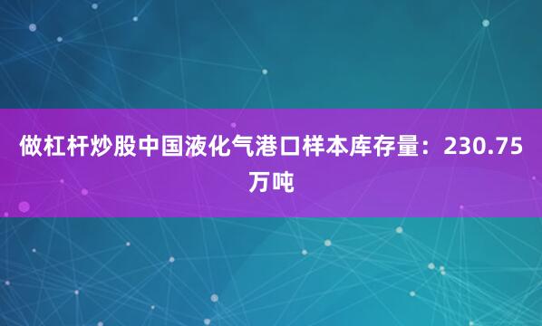 做杠杆炒股中国液化气港口样本库存量：230.75万吨